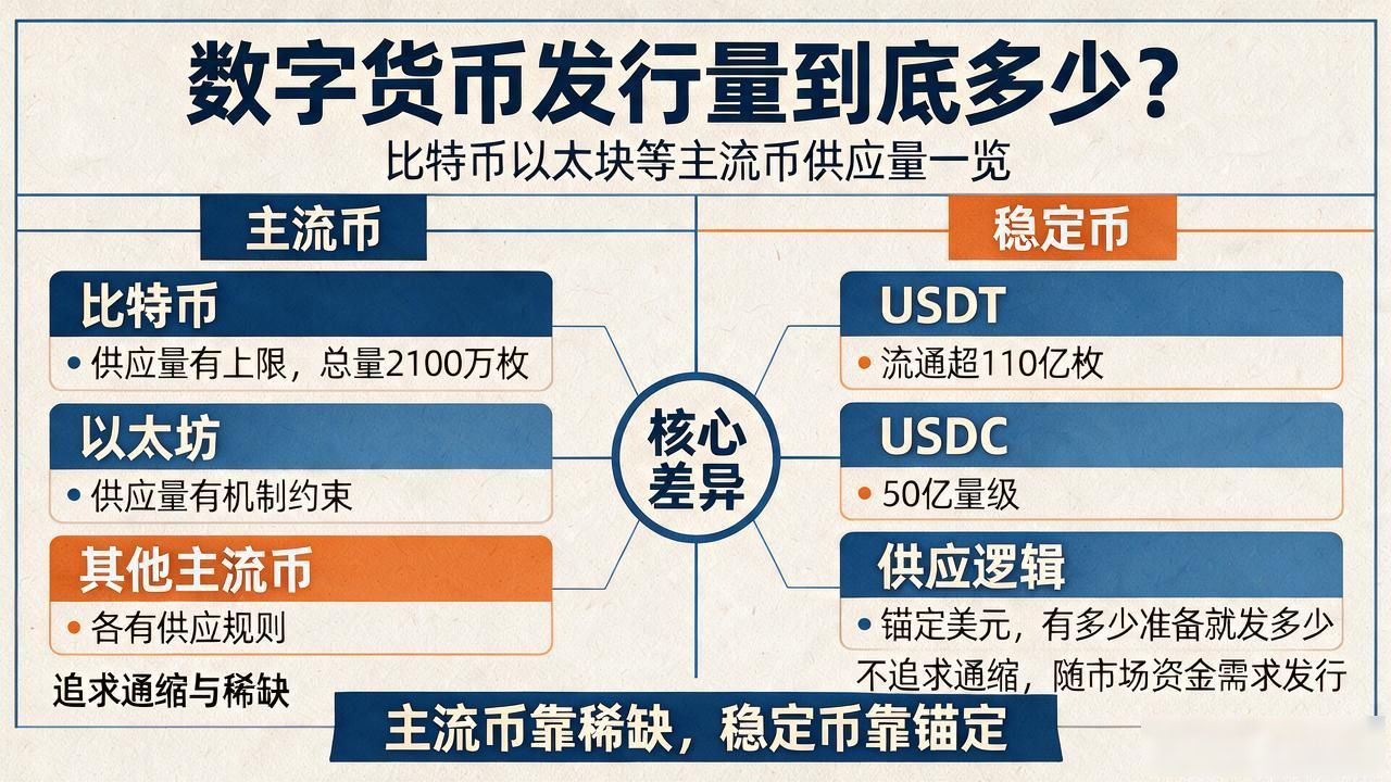数字货币投放量是多少_比特币以太坊稳定币通胀机制解析_主流数字货币发行上限与流通量对比
