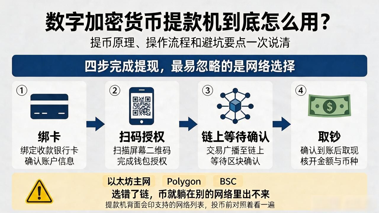 数字加密货币提款机_加密货币提款机大额提现风险与合规牌照管理_数字加密货币提款机操作流程与网络选择注意事项